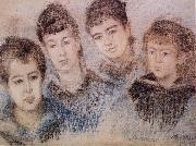 Claude Monet The Four Hoschede Childern Jacques,Suzanne,Blanche and Germaine Spain oil painting artist